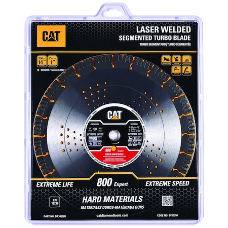 Caterpillar 800 Expert Segmented Laser Welded Hard Material Diamond Blade 14-In 350mm DA34008U